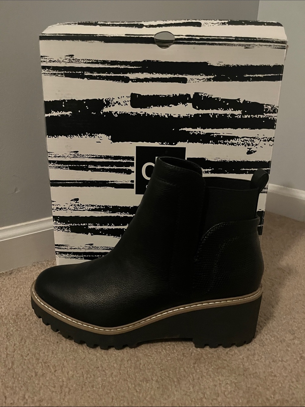 DV by Dolce Vita Black Wedge Chelsea Booties